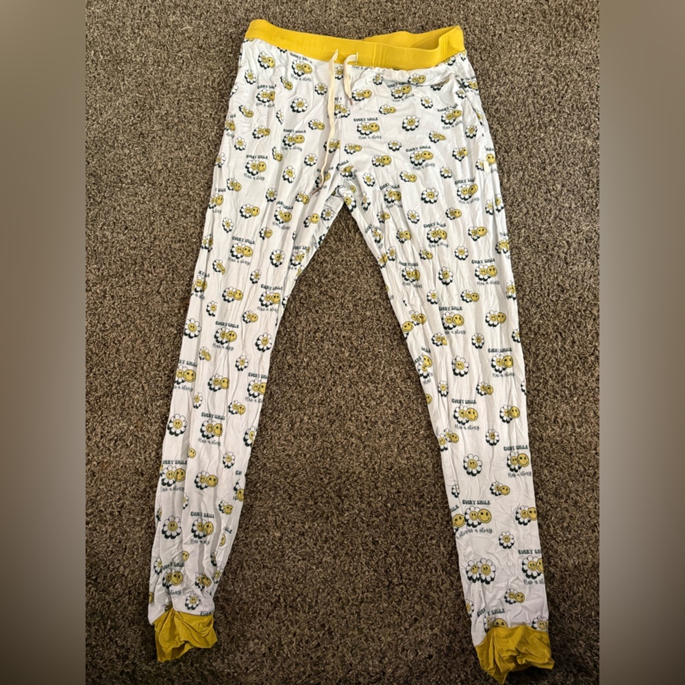 BAMBOO White and Green Pajama bottoms